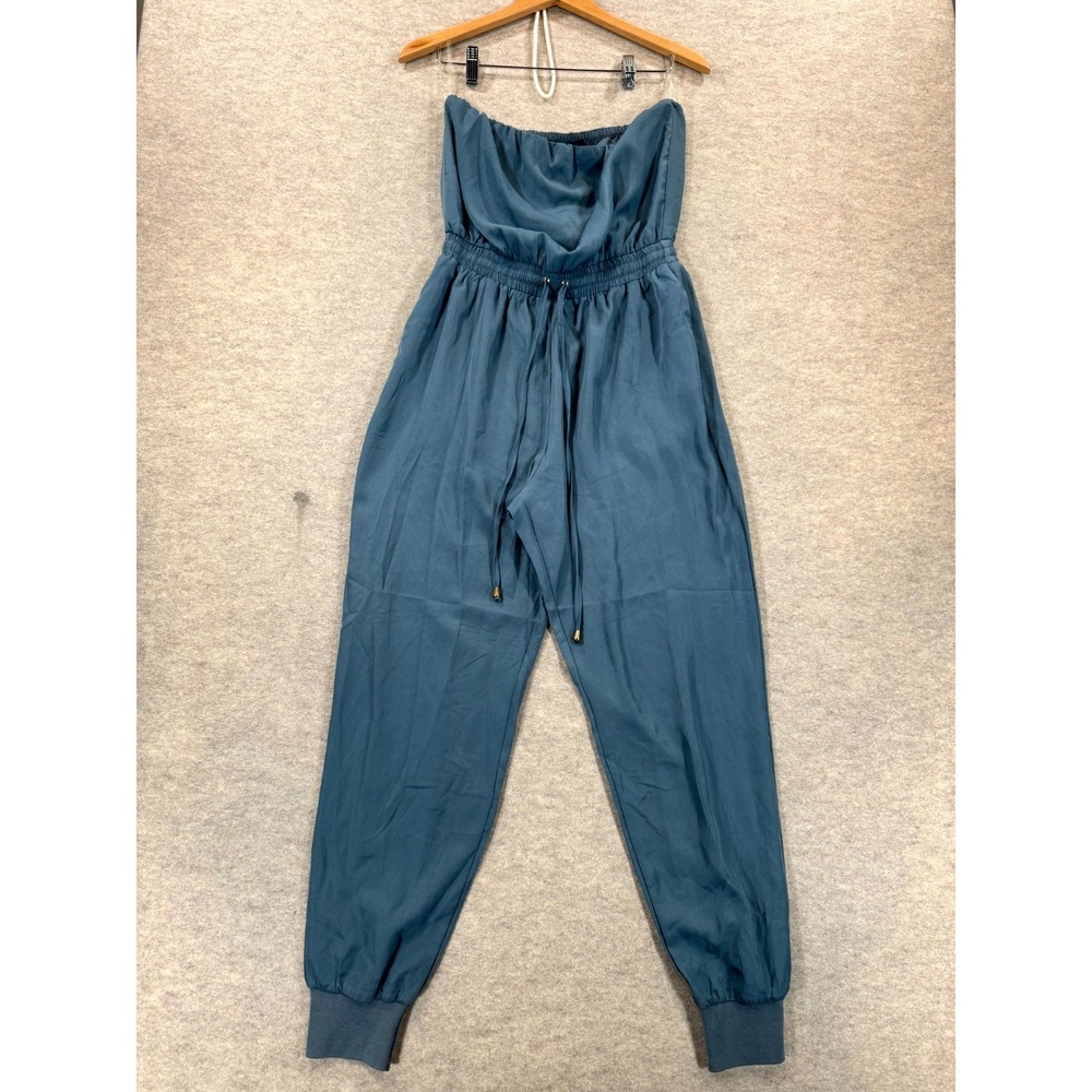 Windsor Strapless Denim Jogger Jumpsuit Womens Small Blue Casual Drawstring